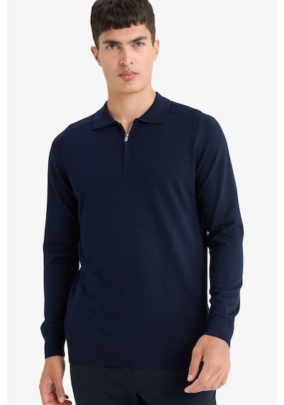 Defacto Standart Fit Polo Yaka Yarım Fermuarlı Premium Triko Kazak D0621AX24AU Lacivert Defacto Standart Fit Polo Yaka Yarım Fermuarlı Premium Triko Kazak D0621AX24AU Lacivert