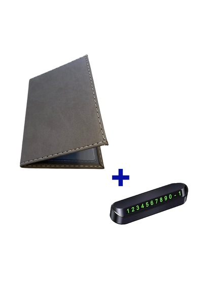 Microcase Suni Deri Oto Ruhsat Kabı Kılıfı Ruhsatlık + Ön Arka Panel Numaratör 1 Adet- Al5038 Siyah