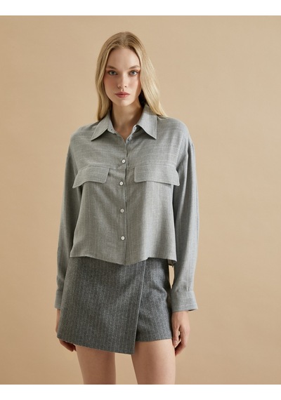 Koton Şahika Ercümen X Koton - Düğmeli Uzun Kollu Crop Gömlek Gri 4wak60071ew 4WAK60071EW023 Gri Koton Şahika Ercümen X Koton - Düğmeli Uzun Kollu Crop Gömlek Gri 4wak60071ew 4WAK60071EW023 Gri