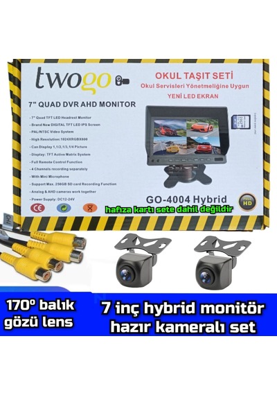 7 İnç Hybrid Dvr Monitör Ve 2 Adet170 Derece Açılı Kamera Set12v