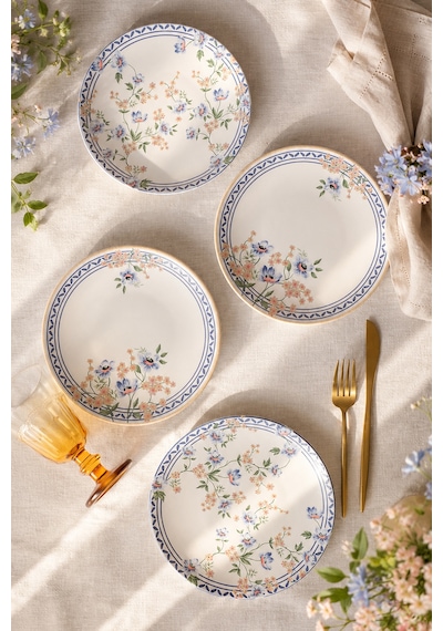 Keramika Botanica Pasta Tabağı 20 Cm 4 Adet 22015-16 Çok renkli
