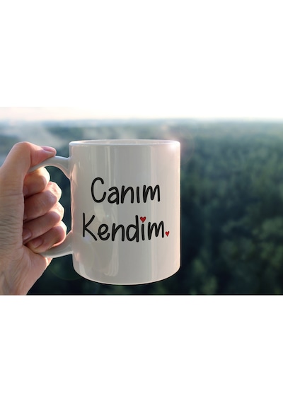 Canım Kendim Baskılı Seramik Kahve Çay Kupası Beyaz