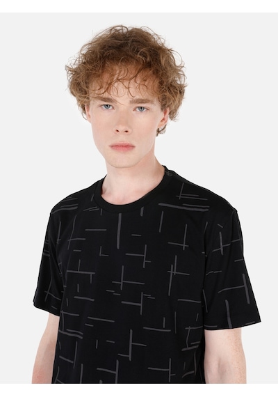 Colin's Colins Regular Fit Bisiklet Yaka Desenli Siyah Erkek Kısa Kol Tişört Cl1070140 Q1.v2 Blk Siyah