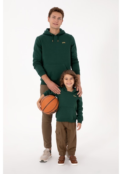 U.S. Polo Assn. Erkek Çocuk Koyu Yeşil Basic Kapüşonlu Sweatshirt 50313808-VR079