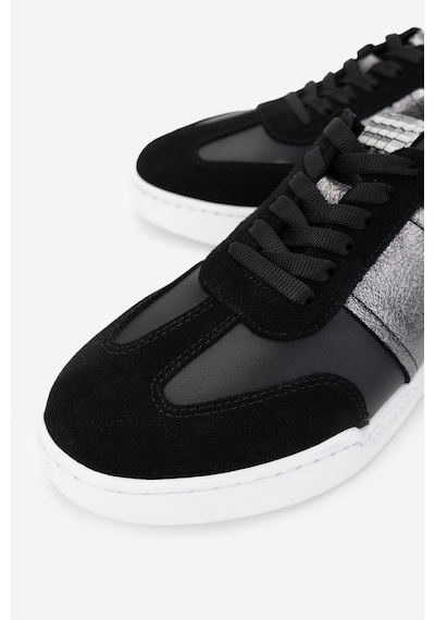 Valmenti Kadın Hakiki Deri Sneakers & Spor Ayakkabı 1115 2906 Bn Ayk Y25 Syh Suet/syh Dr/ant Kroko Siyah