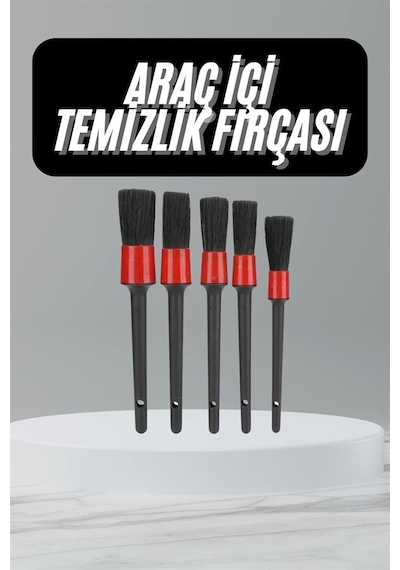 Muratech 5 Adet Oto Detaylı Temizleyici Araç İçi Temizlik Fırça Seti Koltuk Döşeme Kapı Toz Alma Fır