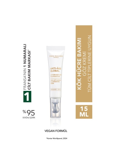 Yves Rocher Göz Kremi-kafein&e Vitamini-yaşlanma Karşıtı Bitki Kök Hücre Bakım Anti Age Global 15ml