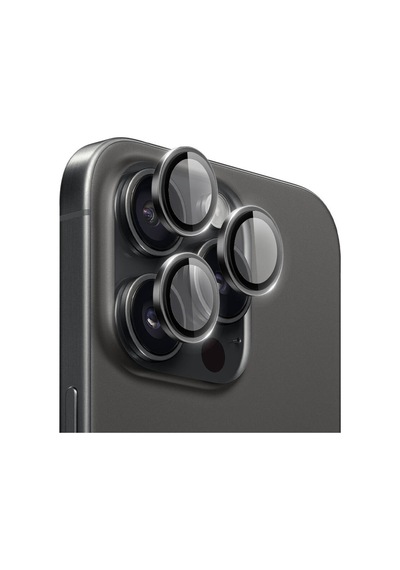 Apple Uyumlu iPhone 16 Pro / 16 Pro Max Safir Seri Kamera Lens Koruyucu Siyah Siyah