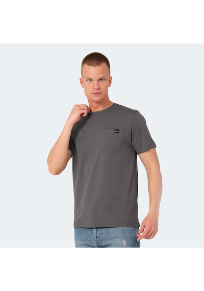 Slazenger VESELA Erkek Cepli Koyu Gri Tişört