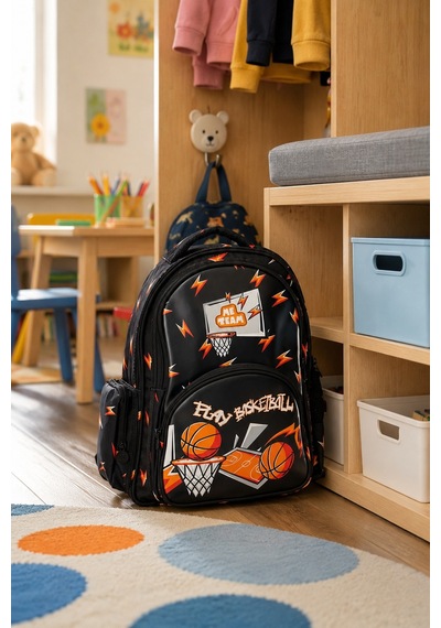 Basketbol Basketball Anaokulu Sırt Çantası 24158 32x28x12 Cm Çocuk Okul Öncesi Kreş Çantası Çok Renkli