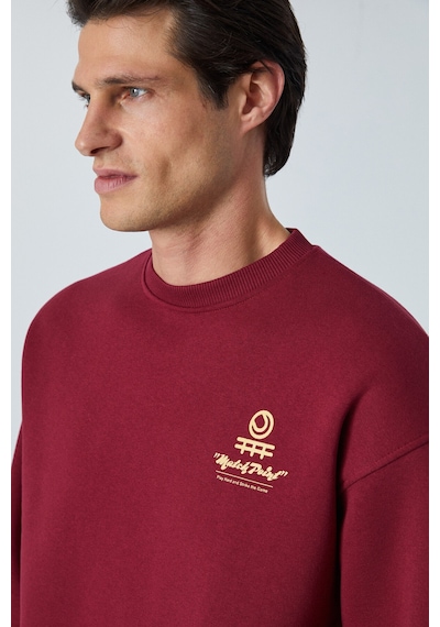 Grımelange SINNER Erkek Yumuşacık Kumaşlı Bordo Sweatshirt
