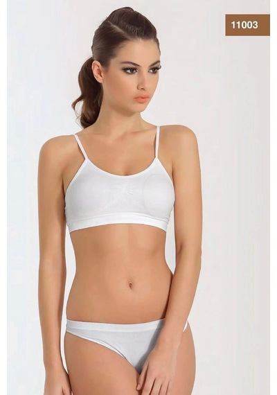 Moon Wear Miss Fit 11003 Bayn İnce Askılı Petli Büstiyer Beyaz