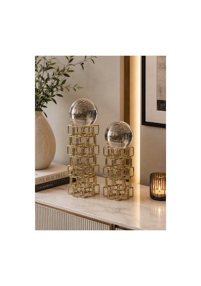 Sleep Nova Royal Sphere Dekoratif Gold Metal Küre Biblo Seti