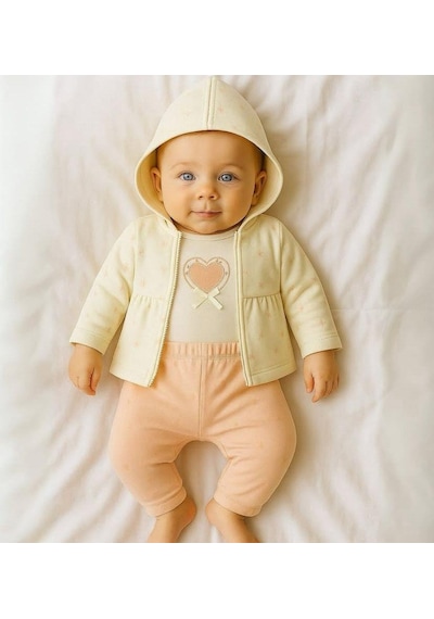 Cicim Baby Ciccim Baby 3lü Takım Kapüşonlu Ballerina Tale Ekru-12840 Ekru
