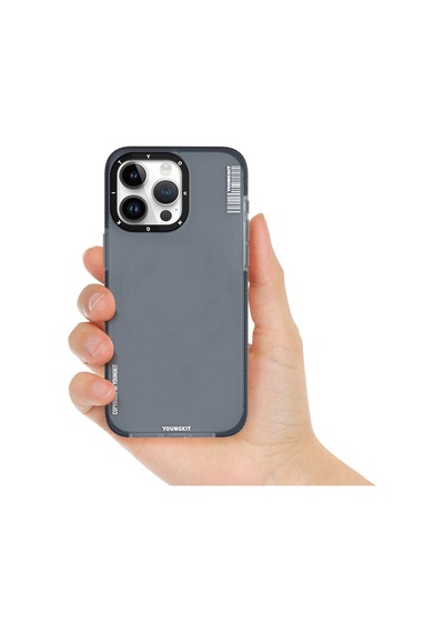 Apple Uyumlu iPhone 15 Pro Max Kılıf Buzlu Mat Tasarım Youngkit Colored Sand Serisi Kapak Siyah