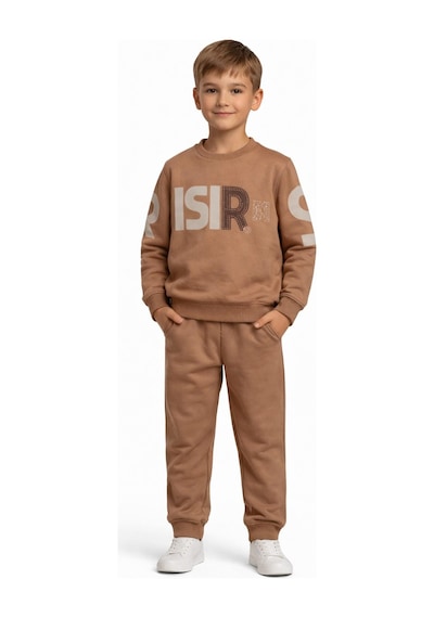 Baglan Erkek Çocuk Önü Baskılı Sweatshirt Ve Eşofman Alt Takım Bgl-st05250 Camel