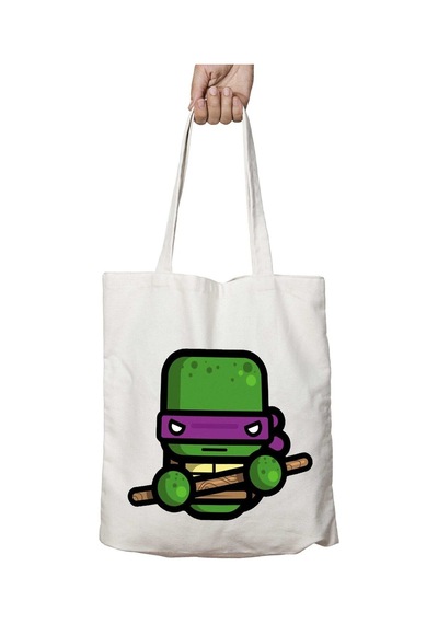 Art Hediye Donatello Teenage Mutant Ninja Turtles İki Taraf Kalıcı Yıkanabilir Okul Plaj Omuz Bez Çanta Çok Renkli
