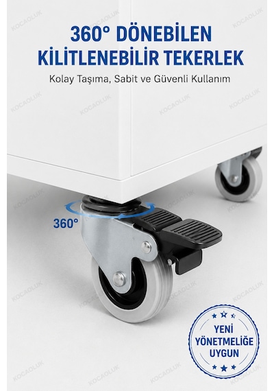 Yeni Yönetmeliğe Uygun Model Seyyar Lavabo Tekerlekli Mobil Lavabo Şarjlı Musluklu 10+10 L Hazneli Kurulu Beyaz