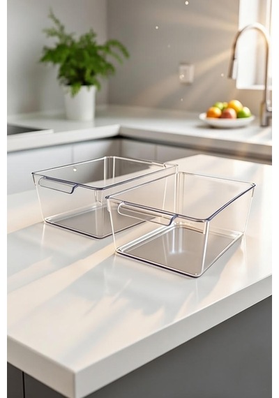 2 Li Set X-large Şeffaf Buzdolabı Düzenleyici Saklama Kutusu Sebze Meyve Organizer