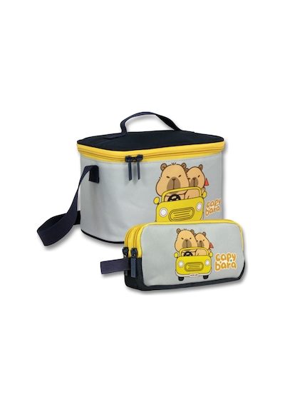 Capybara Yalıtımlı Beslenme Çantası Ve Kalemlik Seti Sarı - Siyah Unisex Capybara Seyahatte Setcpb6219