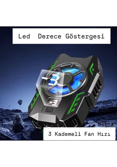 3 Kademeli Telefon Soğutucu Cep Telefonu Soğutma Fanı Gamer Oyuncu Radyatör Soğutucu Siyah