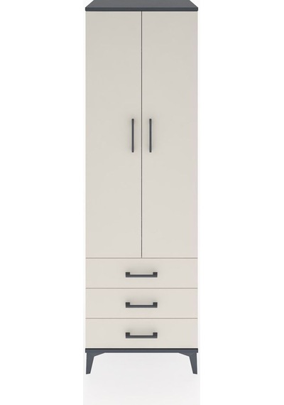 Hyperion Dolap 2 Raflı 3 Çekmeceli Tek Askılı 60x44x195 Antrasit-aytaşı Antrasit