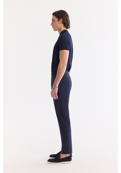 Avva Erkek Lacivert Beli Lastikli Viskon Karışımlı Elastan Slim Fit Chino Pantolon A61y3212