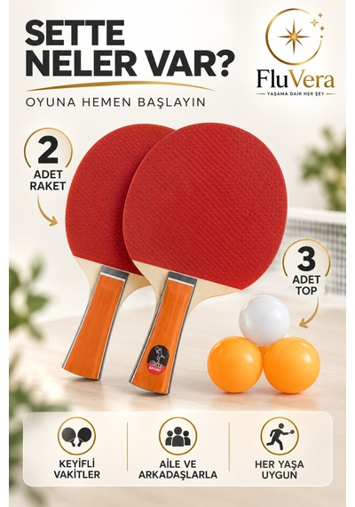 Masa Tenisi Raket Seti 2 Raket 3 Top Pinpon Raket Takımı Masa Tenisi Seti