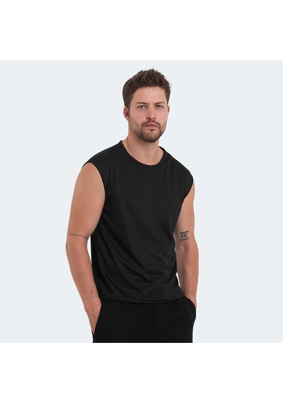Slazenger VASKA I Erkek Kolsuz Siyah Tişört