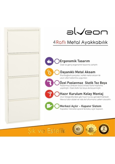 Alv-10004 Alveon Metal Ayakkabılık Beyaz