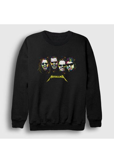 Presmono Unisex Band Metallica Sweatshirt Siyah