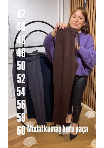 Petunya Butik Modal Kumaş Boru Paça Pantolon Siyah