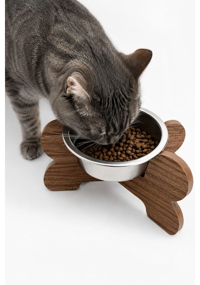 Paslanmaz Çelik Kase Kedi - Köpek Mama Ve Su Kabı - Tekli - Çapraz Ayak - 350 Ml
