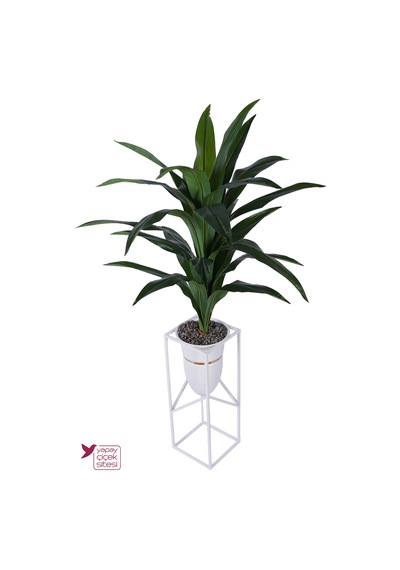 Yapay Çiçek Sitesi Metal Sütun Saksıda Yapay Egzotik Dracaena Ağacı 150 Cm Yeşil