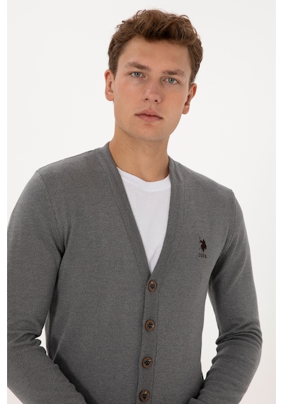 U.s. Polo Assn. Erkek Gri Melanj Hırka Triko 50313702-vr086 Gri Melanj