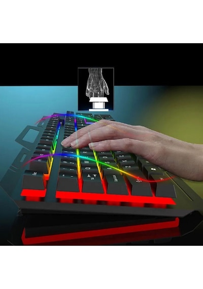 Togo Rainbow Oyuncu Klavye Mouse Seti Usb Girişli Kablolu 2in1 Gaming Set