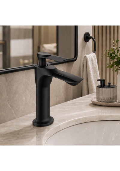 Lava Kısa Lavabo Bataryası Mat Sıyah Mat Siyah