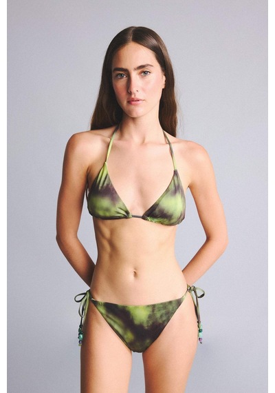Defacto Regular Fıt Desenli İnce Askılı Bikini Üstü G8726ax26smgn737 Yeşil-gn737