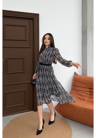 Neşeli Butik Kadın Gri Küçük Desenli Yaka Bağlama Detaylı Astarlı Şifon Günlük Elbise Nbelb05 Gri Neşeli Butik Kadın Gri Küçük Desenli Yaka Bağlama Detaylı Astarlı Şifon Günlük Elbise Nbelb05 Gri