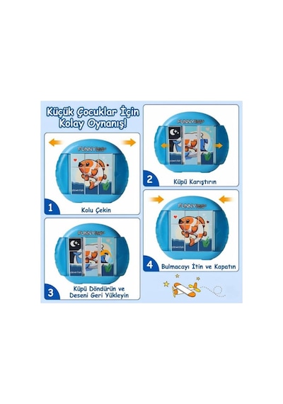 Gokidy 4 Farklı Eğlenceli Dönen Puzzle Mavi