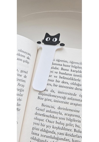 3d Baskı Siyah Beyaz Sevimli Kedi Kitap Ayracı 7'li Set