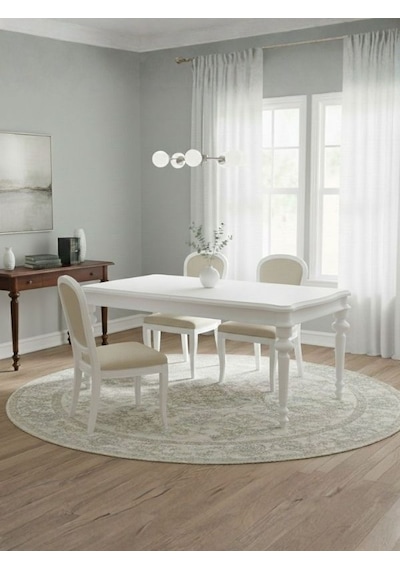 Ariston Ahşap Açılır Mutfak Masası 120cm Beyaz
