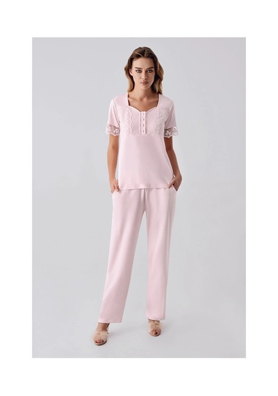Moda Dua Freshness 321 Kadın Sabahlıklı Pijama Takımı PEMBE