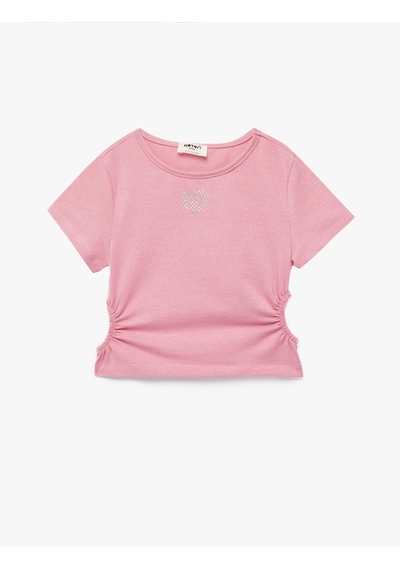Koton Bisiklet Yaka Slim Fit Kalpli Taşlı Büzgü Detaylı Pamuklu Kısa Kollu Crop Bluz Pembe 6skg60007ak Gül Koton Bisiklet Yaka Slim Fit Kalpli Taşlı Büzgü Detaylı Pamuklu Kısa Kollu Crop Bluz Pembe 6skg60007ak Gül
