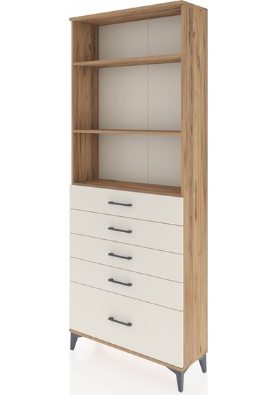 Arges Dolap 3 Raflı 5 Çekmeceli 88x30x221 Çam-aytaşı Çam