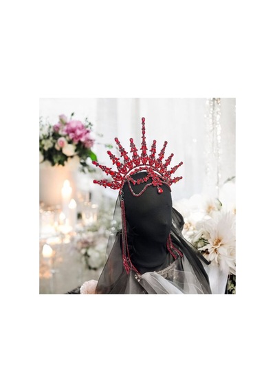 Alınlıklı Büyük After Gelin Tacı ,kına,nişan,söz,after,bride,party Taç Kırmızı - 707821223 Kırmızı