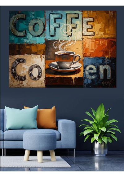 Ahşap Tablo Kahve Fincanı Ve Coffee Yazıları
