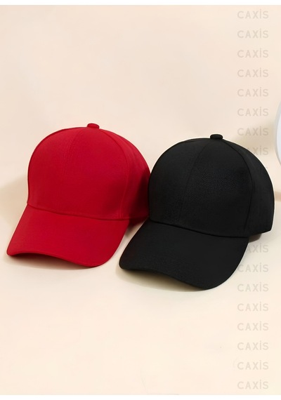 Caxis Spor Şapka Unisex 2 Adet Arkası Cırtlı Ayarlanabilir Kırmızı - Siyah