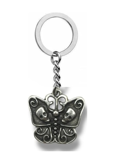 Deathly Butterfly Figürlü Unisex Anahtarlık Metal Renk Gotik Aksesuar