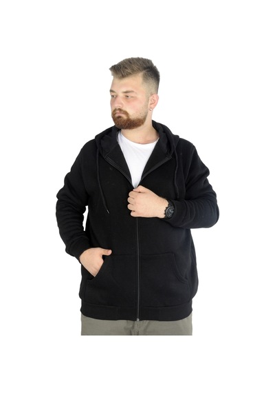 Mode Xl Erkek Sweatshirt Kapşonlu Zippered Basic 20543 Siyah 001 Mode Xl Erkek Sweatshirt Kapşonlu Zippered Basic 20543 Siyah 001